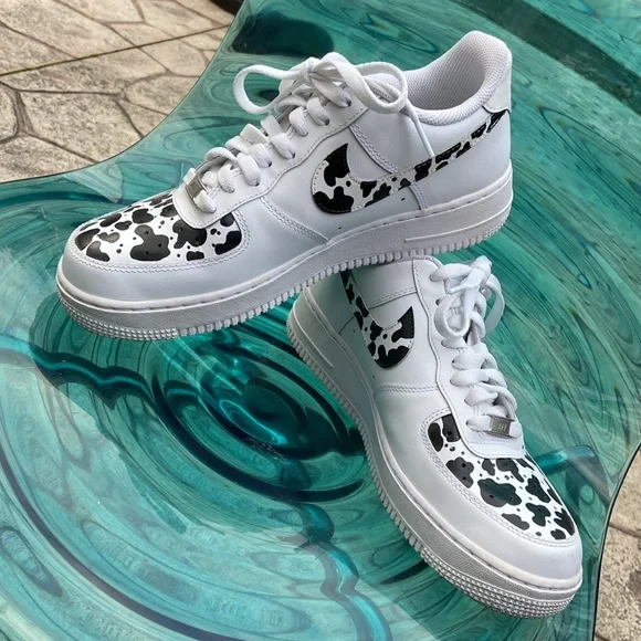 Nike Shoes Nike Air Force Custom Cow Print Sneakers Poshmark